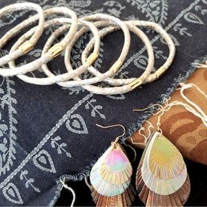 No 3 earrings and bangle bracelet set